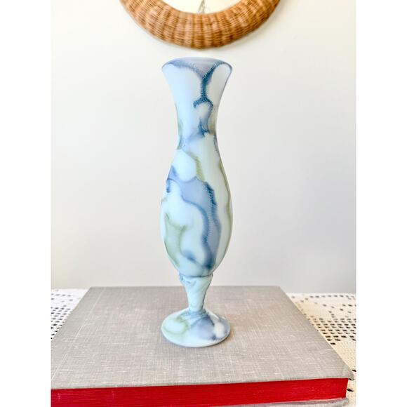 Mid Century Italian Unique Blue and Green Opaline Vase - Picture 3 of 6